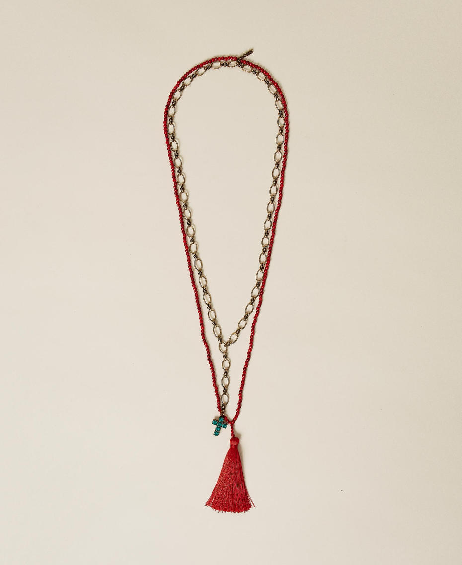Set di collane a rosario Multicolor Rosso "Papavero" / Oro "Ottone Invecchiato Ramato" Donna 221TO5062-01