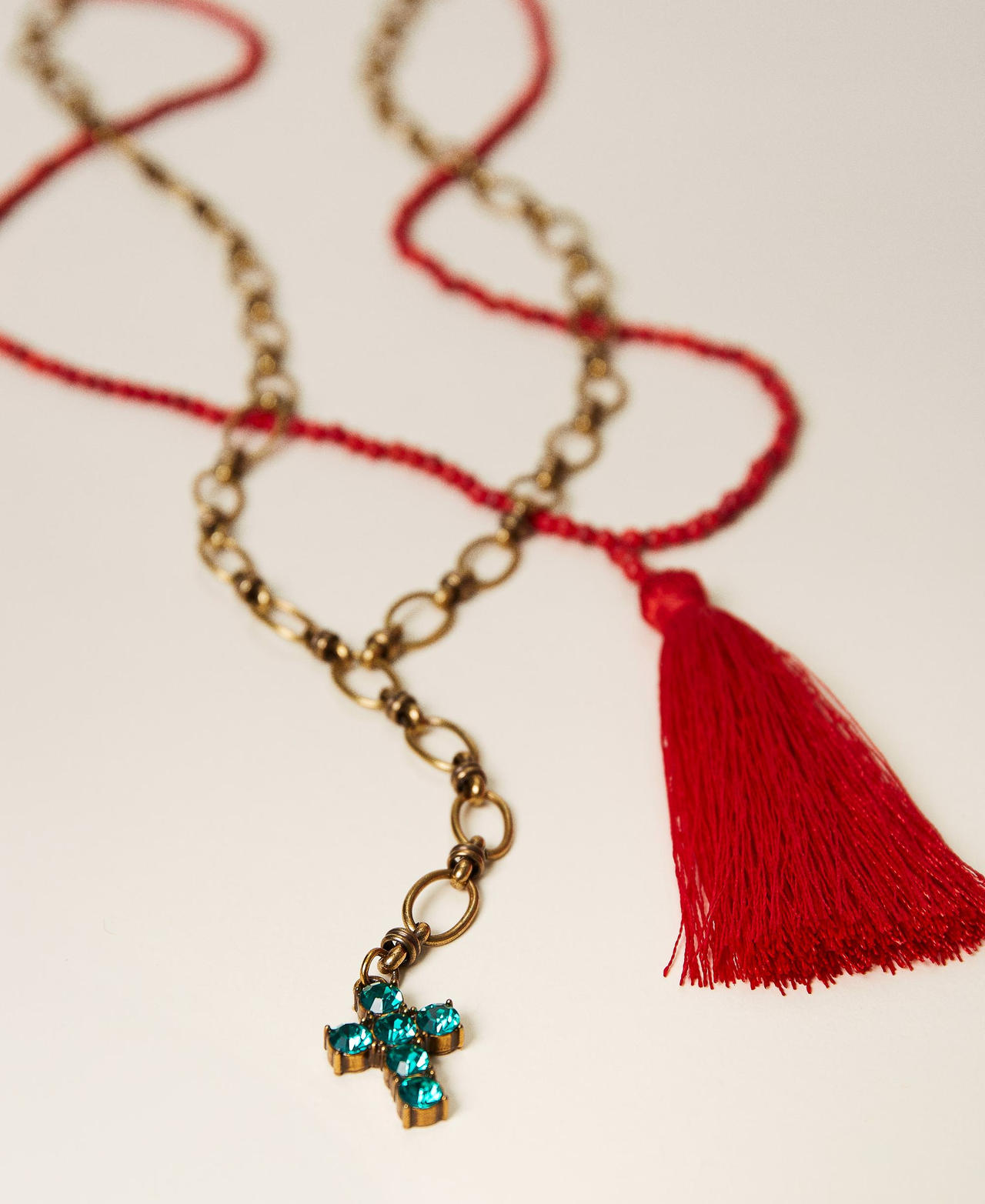 Juego de collares rosario Multicolor Rojo «Amapola» / Oro «Latón Envejecido Cobrizo» Mujer 221TO5062-02