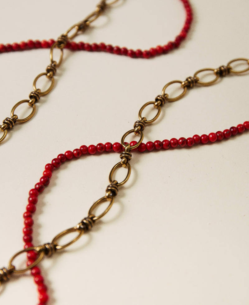 Set di collane a rosario Multicolor Rosso "Papavero" / Oro "Ottone Invecchiato Ramato" Donna 221TO5062-03