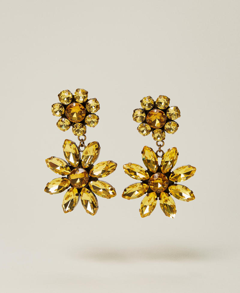 Earrings with flower rhinestones