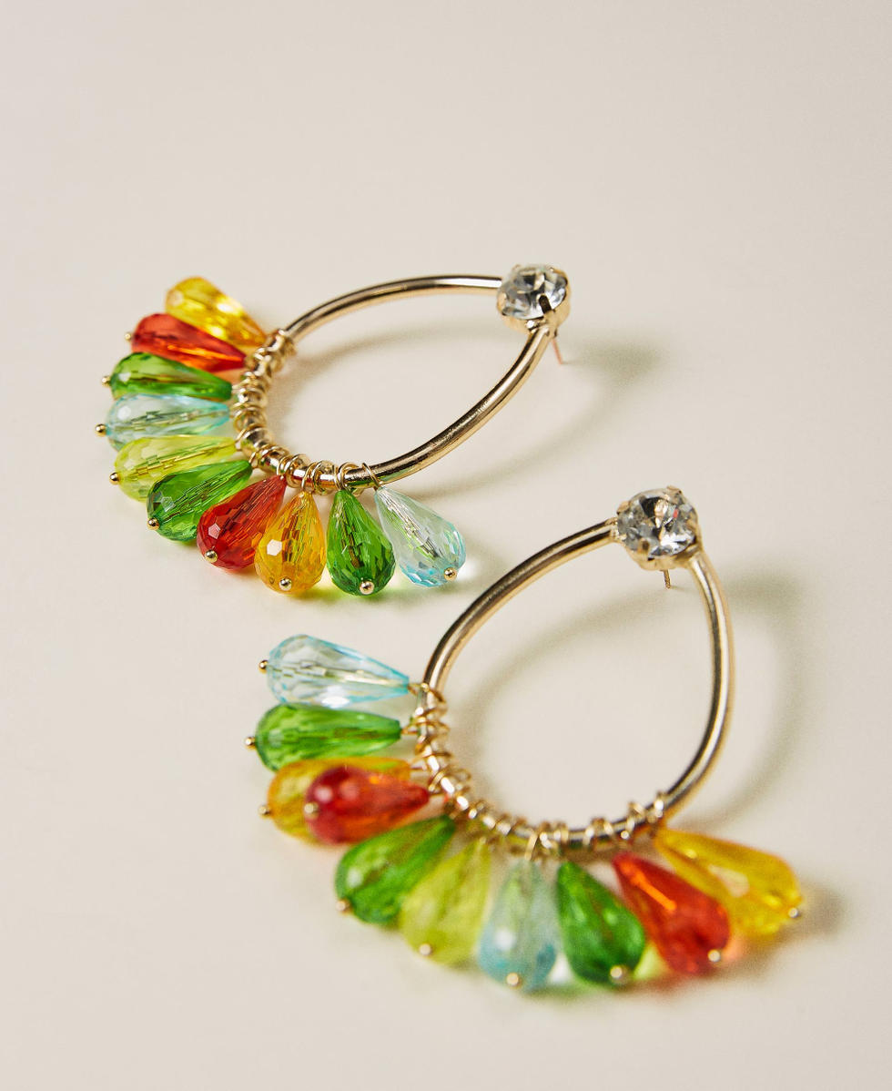 Boucles d&rsquo;oreilles avec pendentifs multicolores