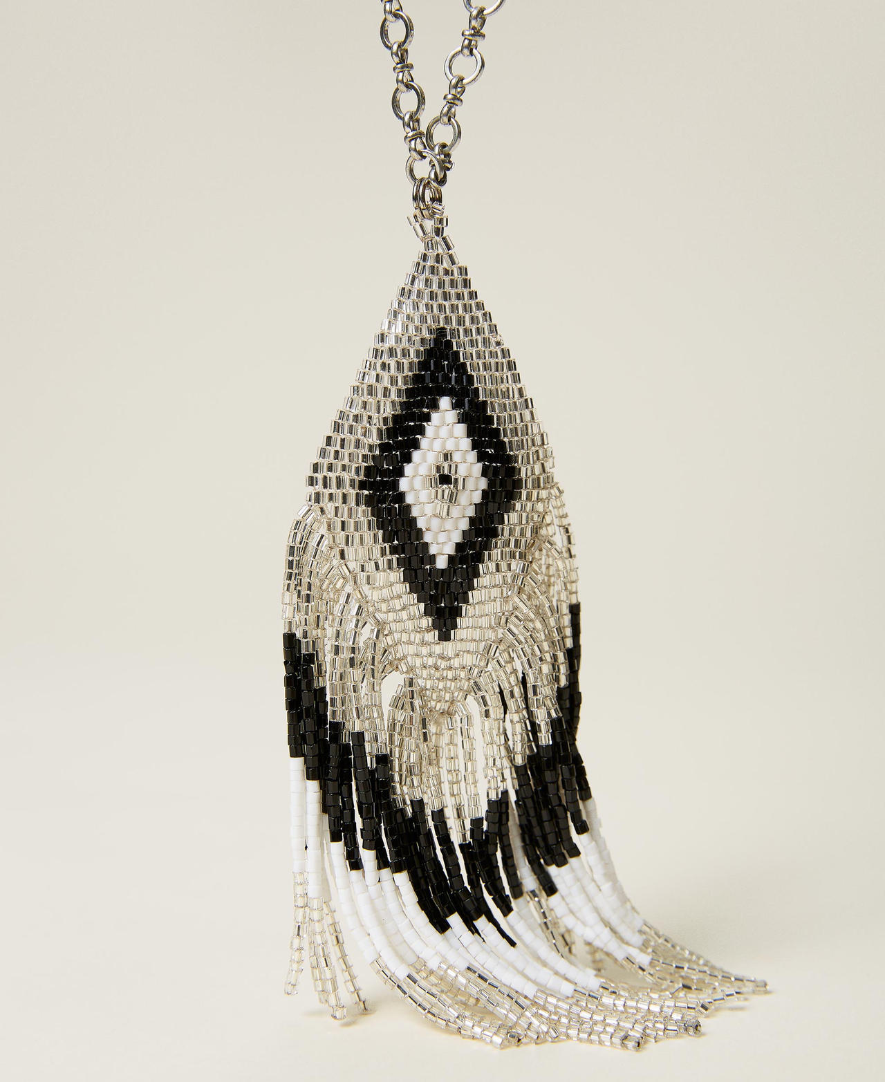 Halskette mit Perlchenanhänger Zweifarbig Lilie / Schwarz Frau 221TO5067-02