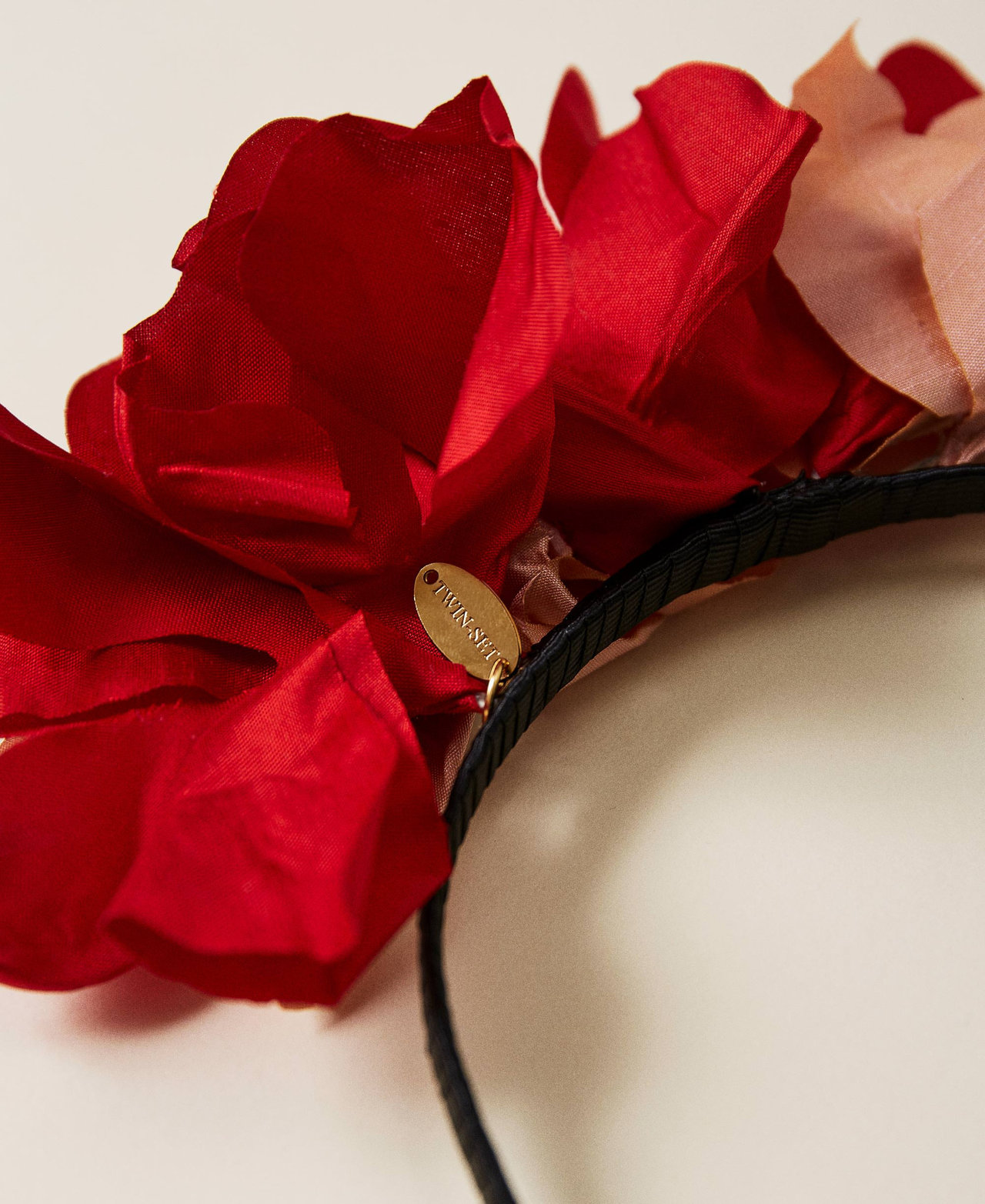 Serre-tête avec fleur en soie Rouge Coquelicot Femme 221TO506A-02