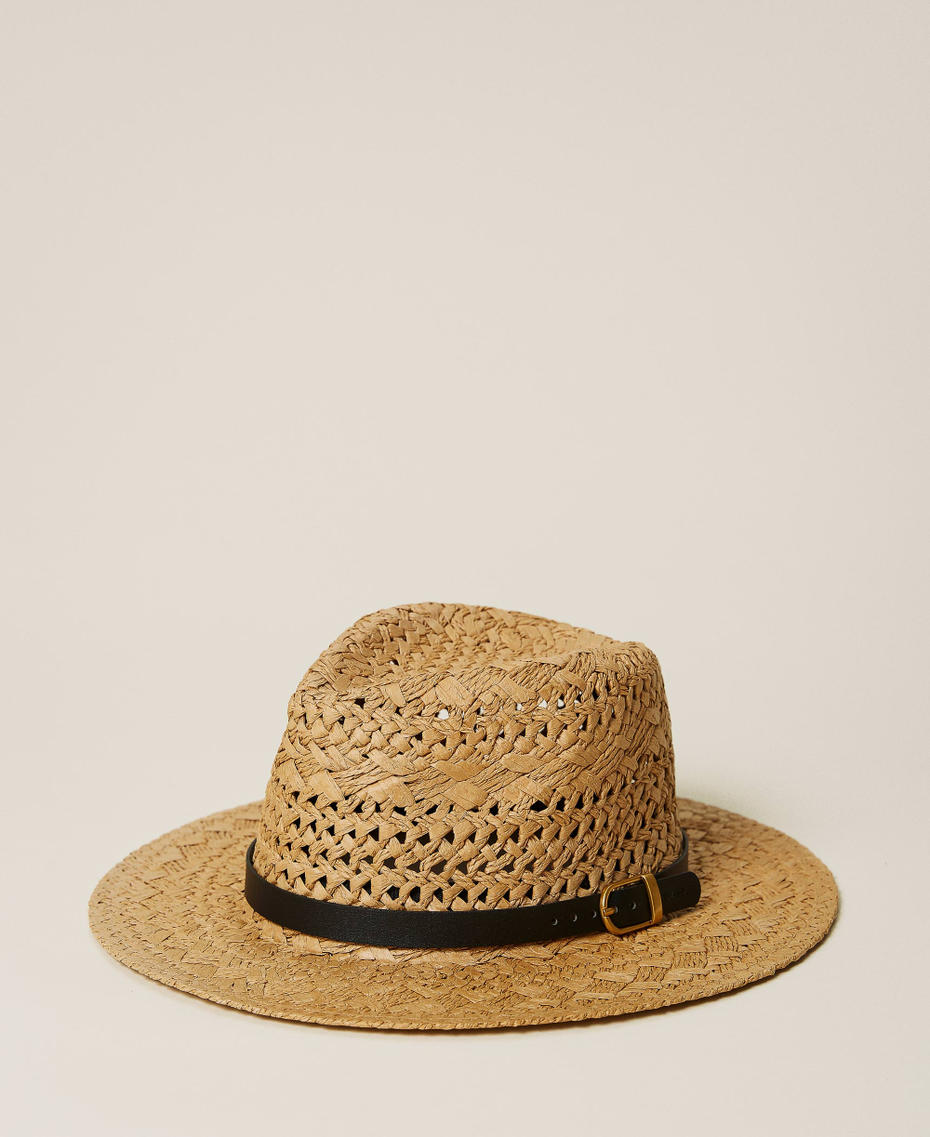 Straw hat with strap Straw Woman 221TO5093-01