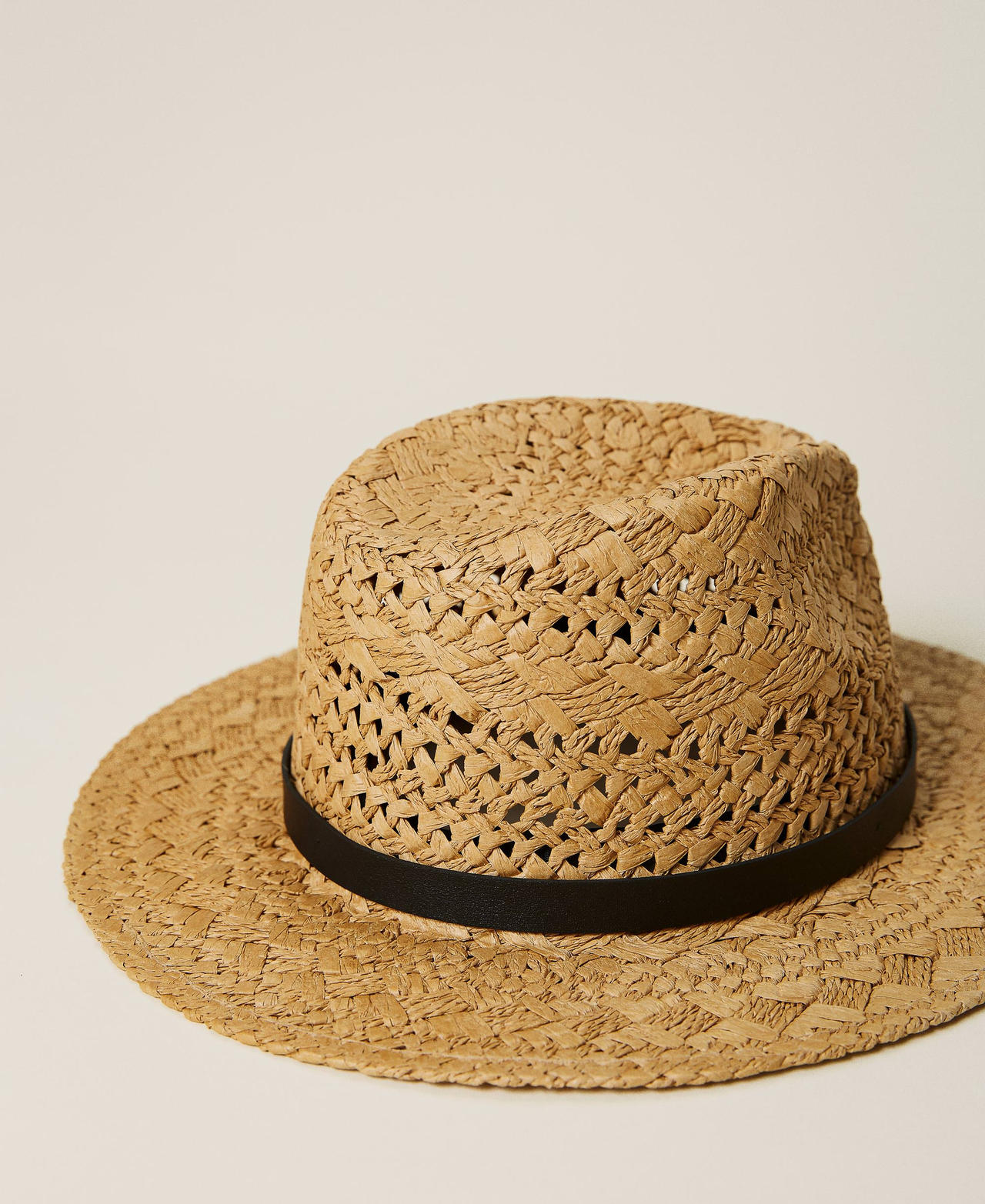 Straw hat with strap