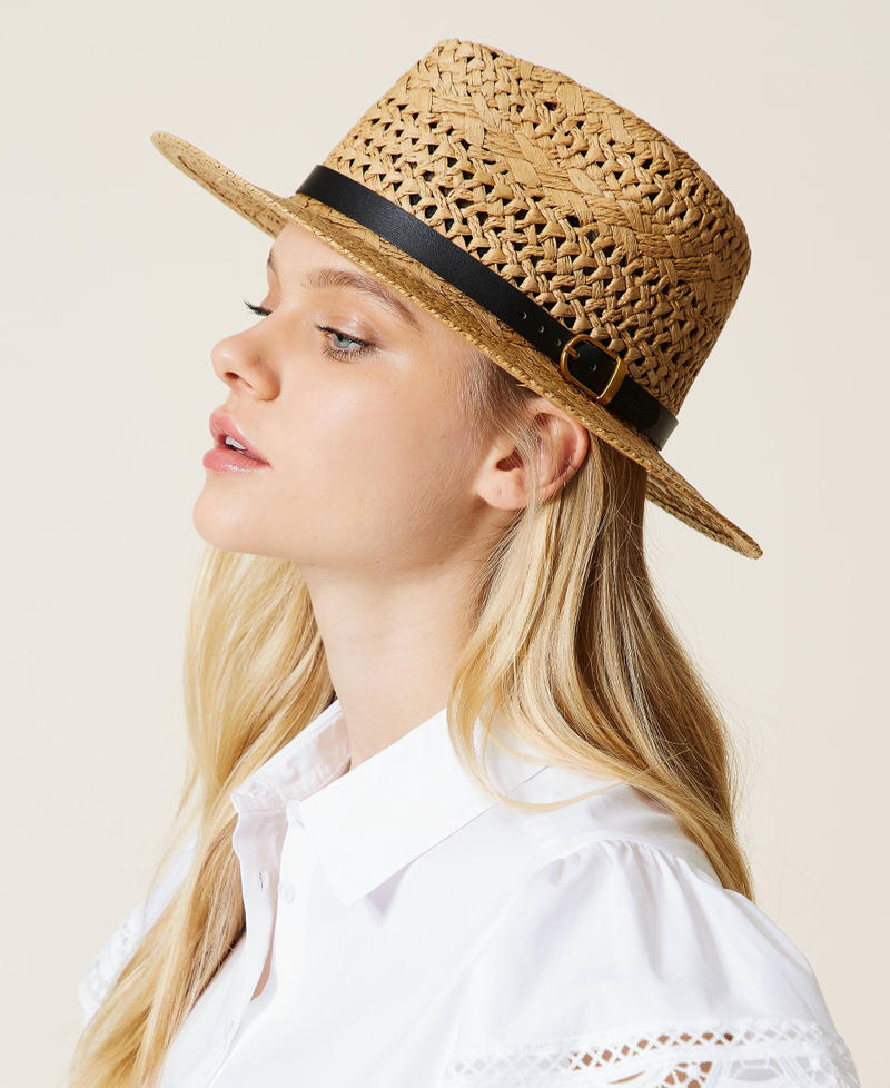 Straw hat with strap Straw Woman 221TO5093-0S