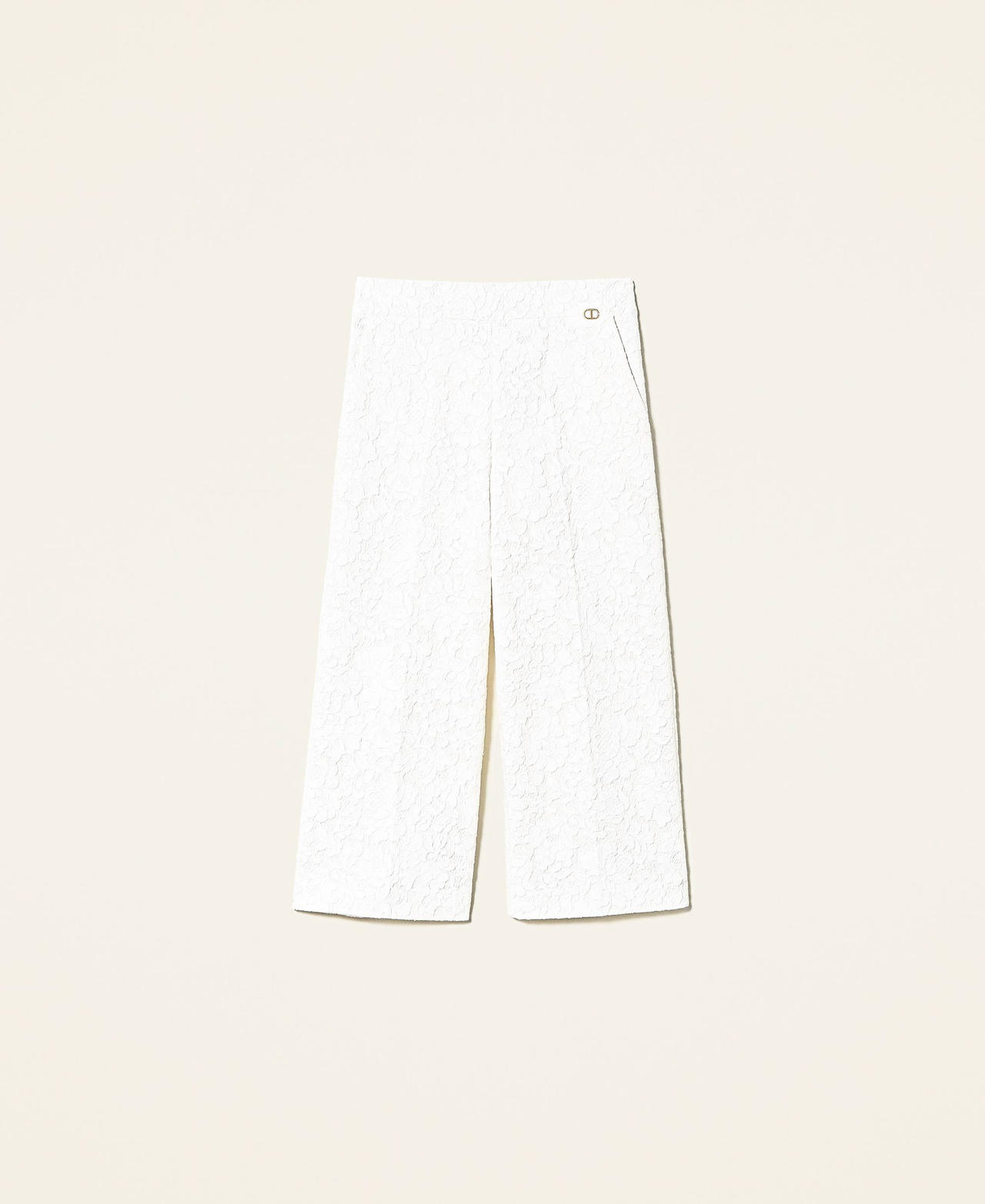 Укороченные брюки из макраме Белый Снег женщина 221TP2035-0S