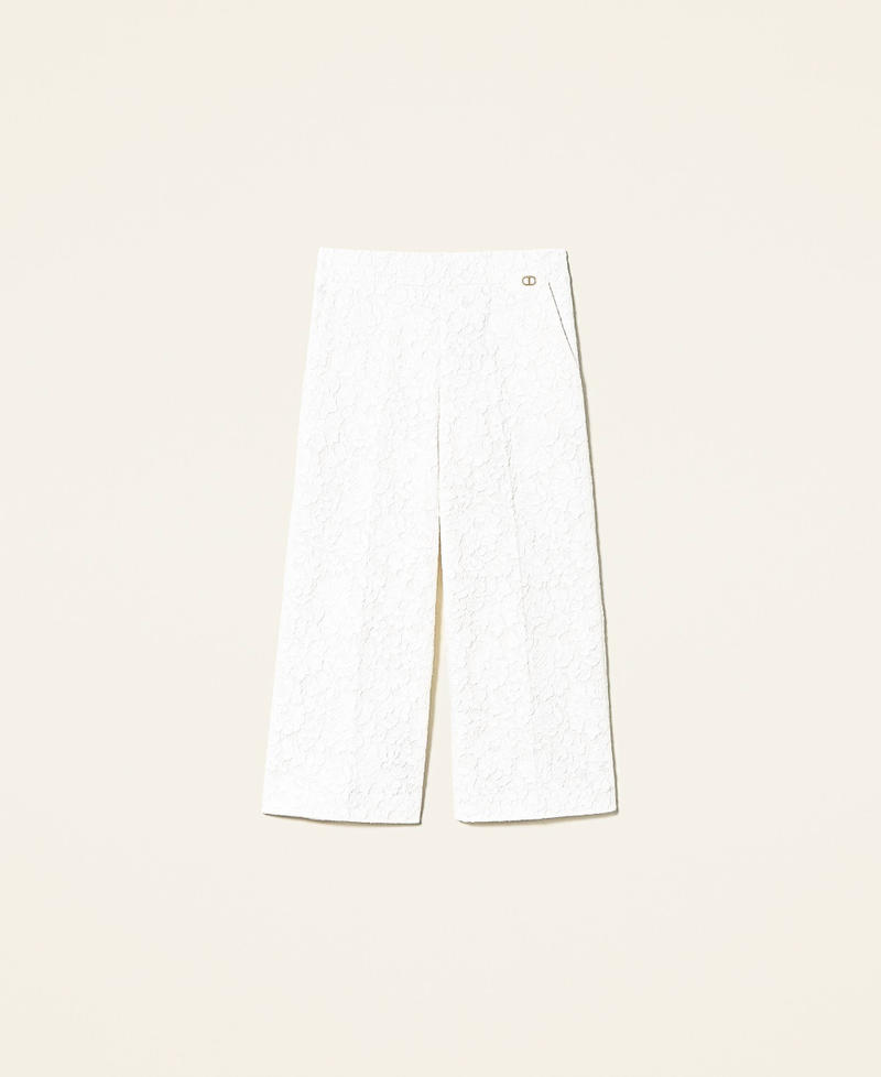 Укороченные брюки из макраме Белый Снег женщина 221TP2035-0S