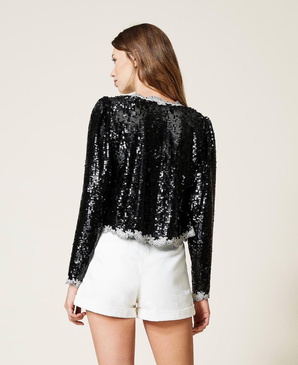 Black sequin short jacket on sale