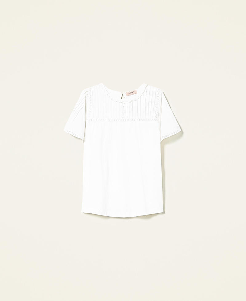 Camiseta con encaje de macramé Lirio Mujer 221TP205A-0S