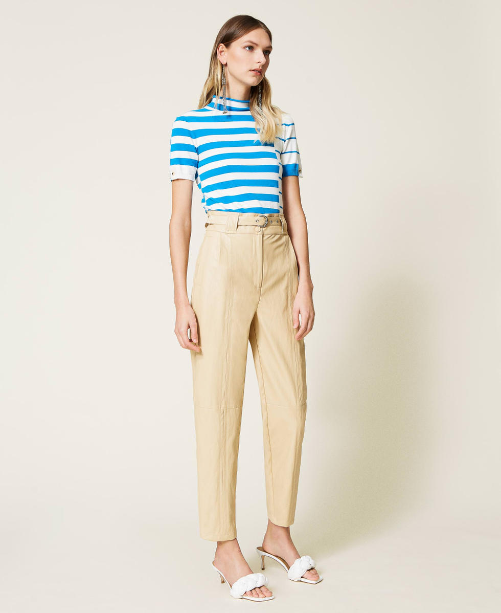 Pantalon taille haute avec ceinture Femme Noir TWINSET Milano