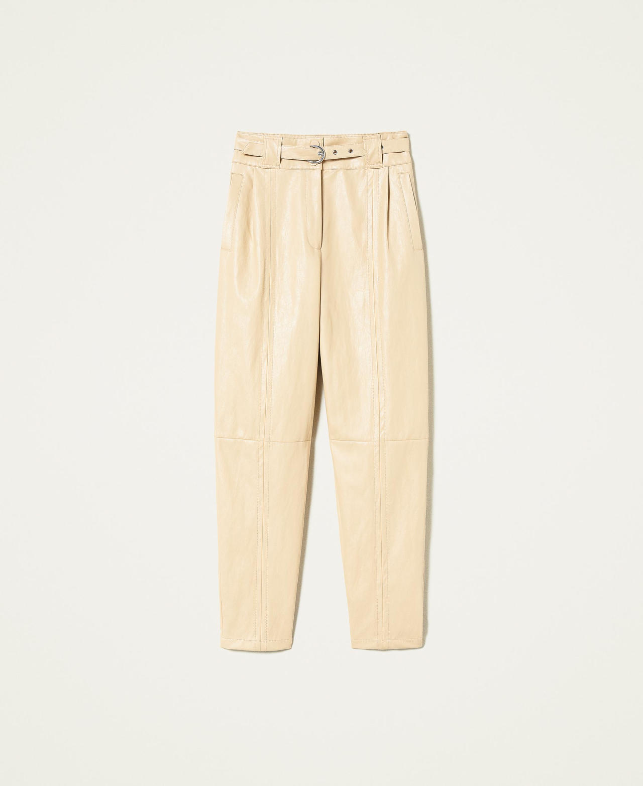 High waist trousers with belt “Cuban Sand” Pink Woman 221TP2063-0S