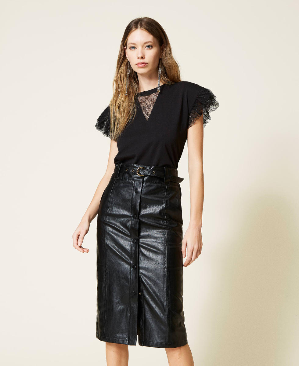 High waist midi skirt Woman Black TWINSET Milano