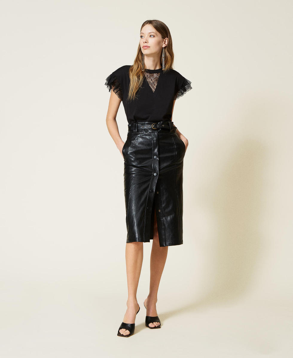 Gonna longuette a vita alta Donna Nero TWINSET Milano