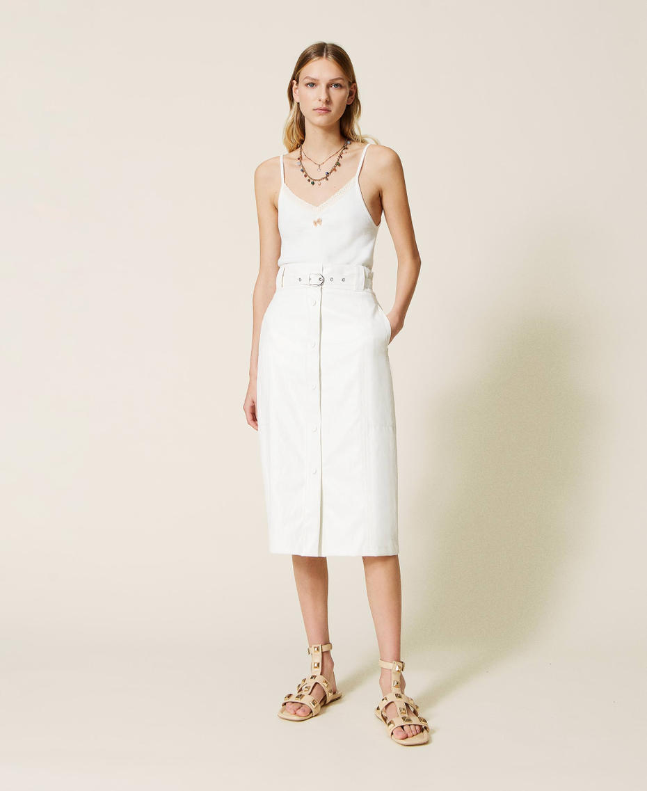 Falda midi de talle alto
