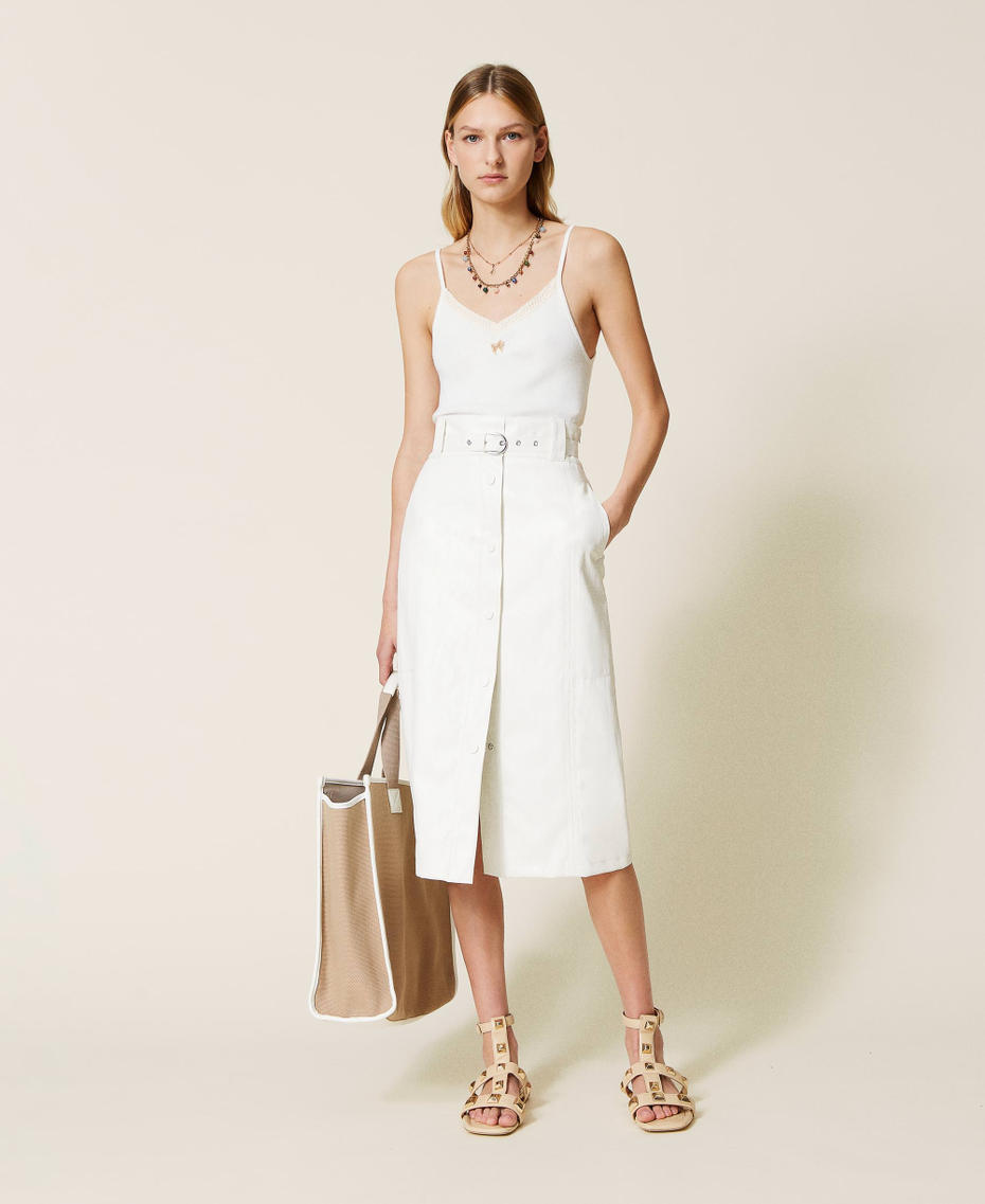 Falda midi de talle alto