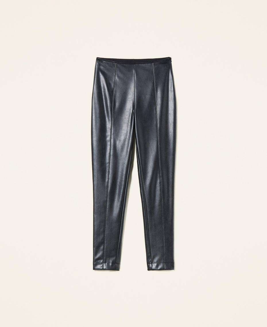 High waist coated fabric leggings
