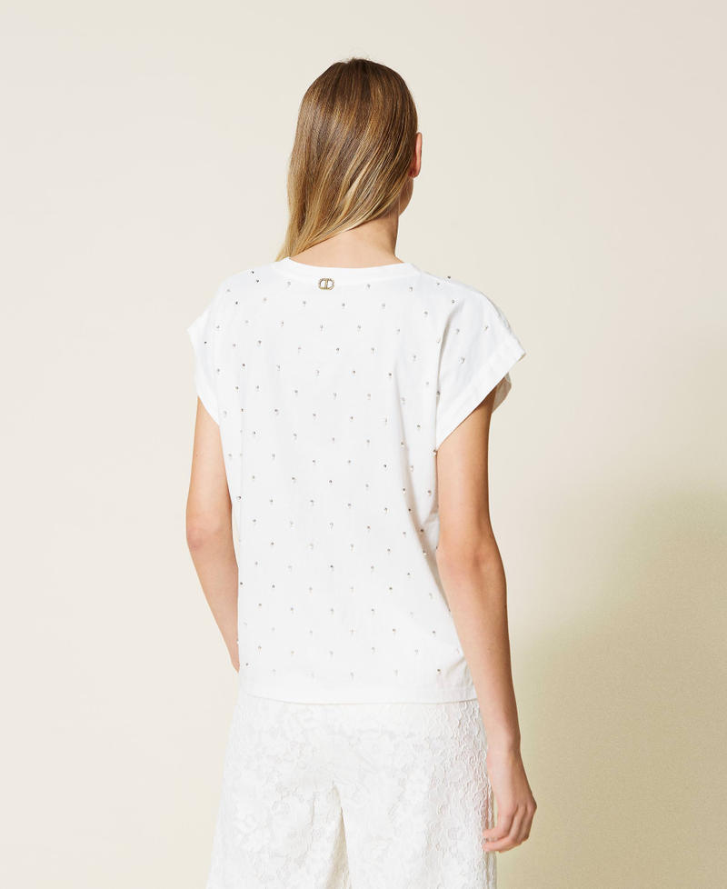 Camiseta con bordado de cuentas Blanco Mujer 221TP2070-03