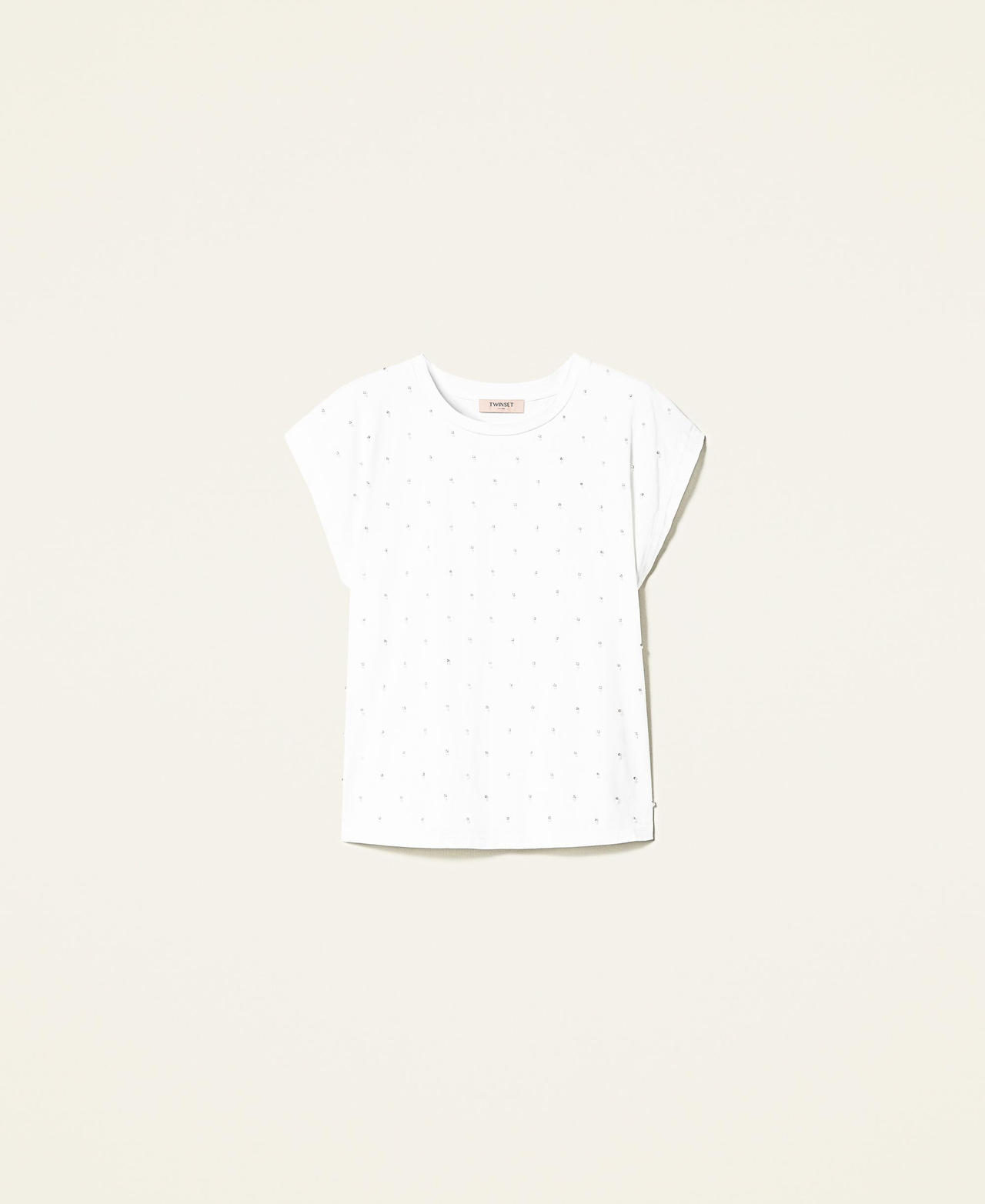 T-Shirt mit aufgestickten Perlchen Weiß Frau 221TP2070-0S