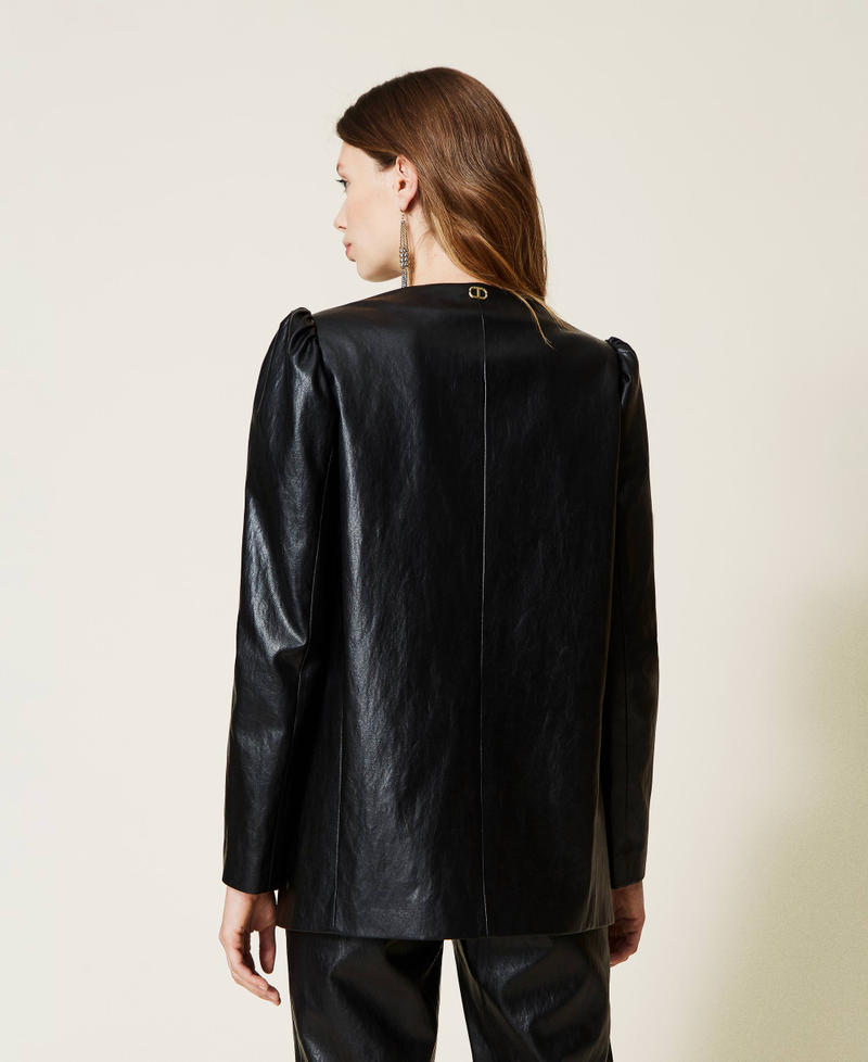 Giacca blazer in tessuto spalmato