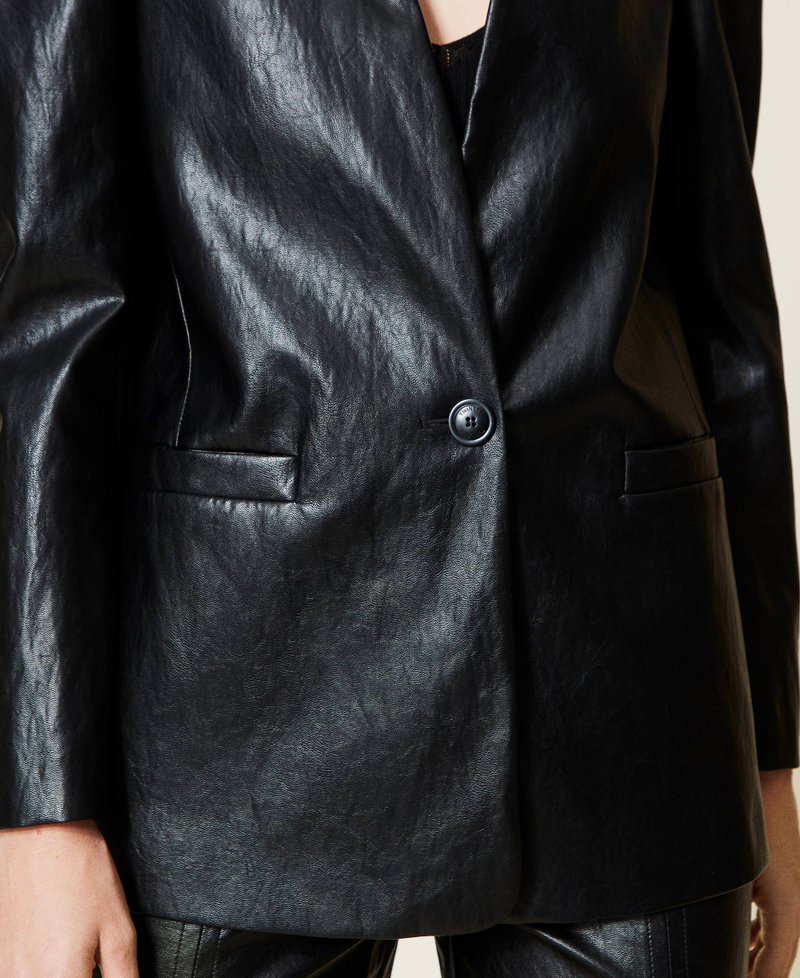 Giacca blazer in tessuto spalmato