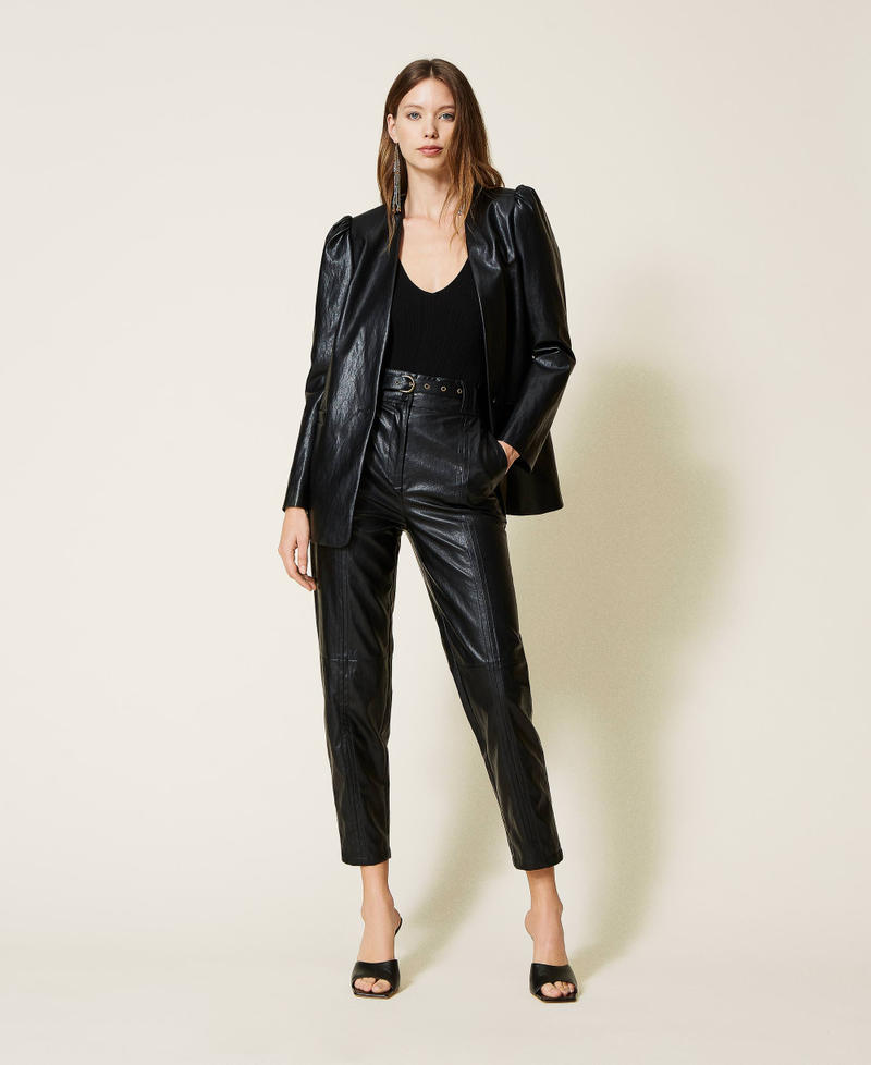 Giacca blazer in tessuto spalmato