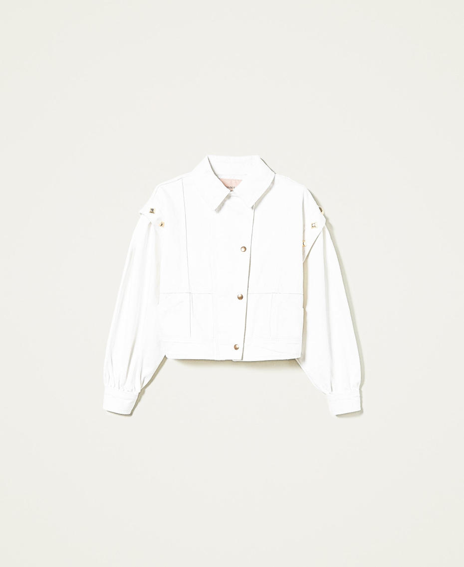 Bull jacket with studs White Denim Woman 221TP2090-0S