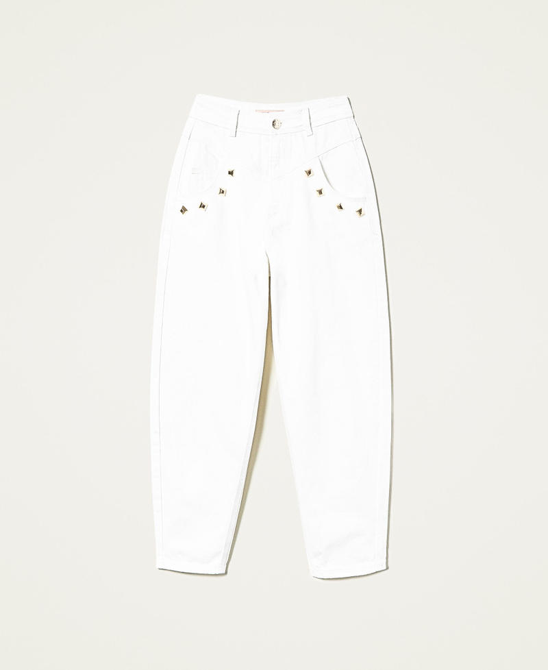 Pantalon cinq poches en bull Denim Blanc Femme 221TP2091-0S