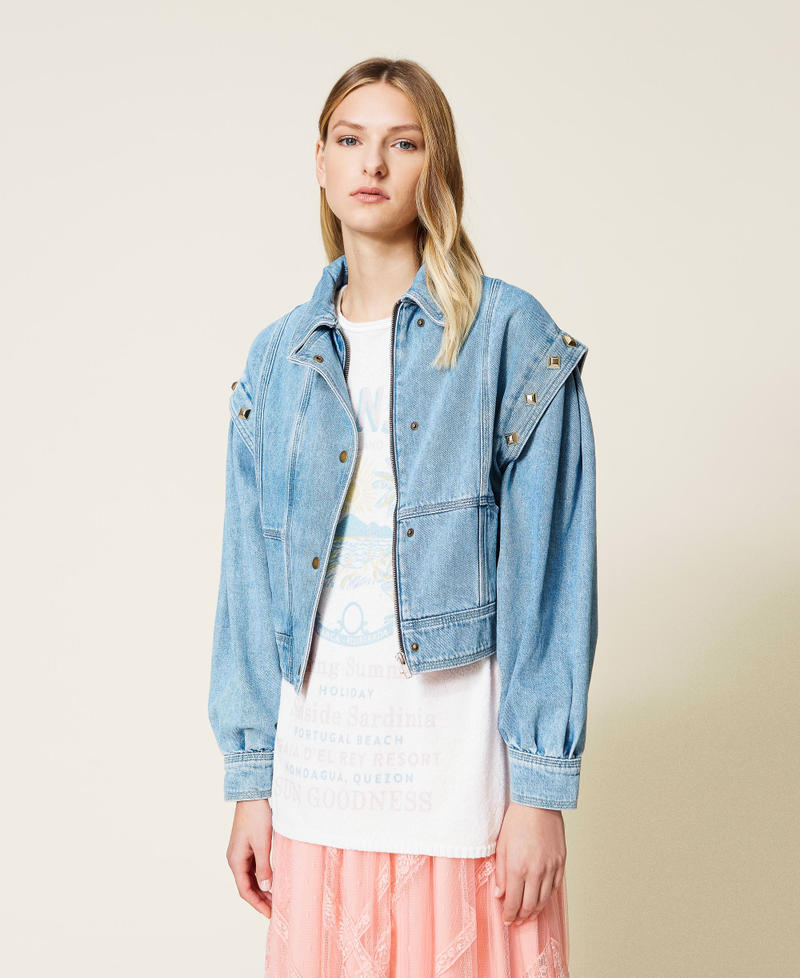 Denim jacket with studs