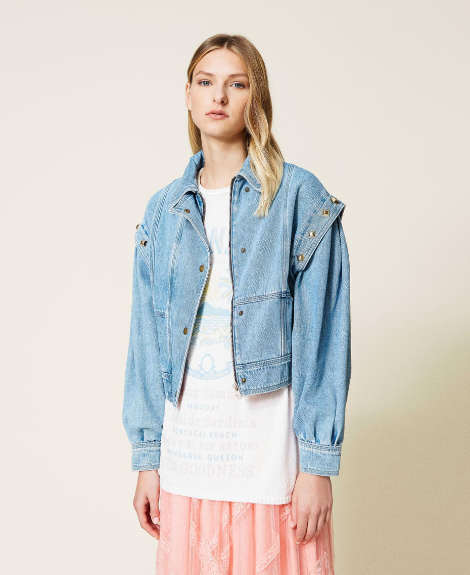 Denim jacket with studs