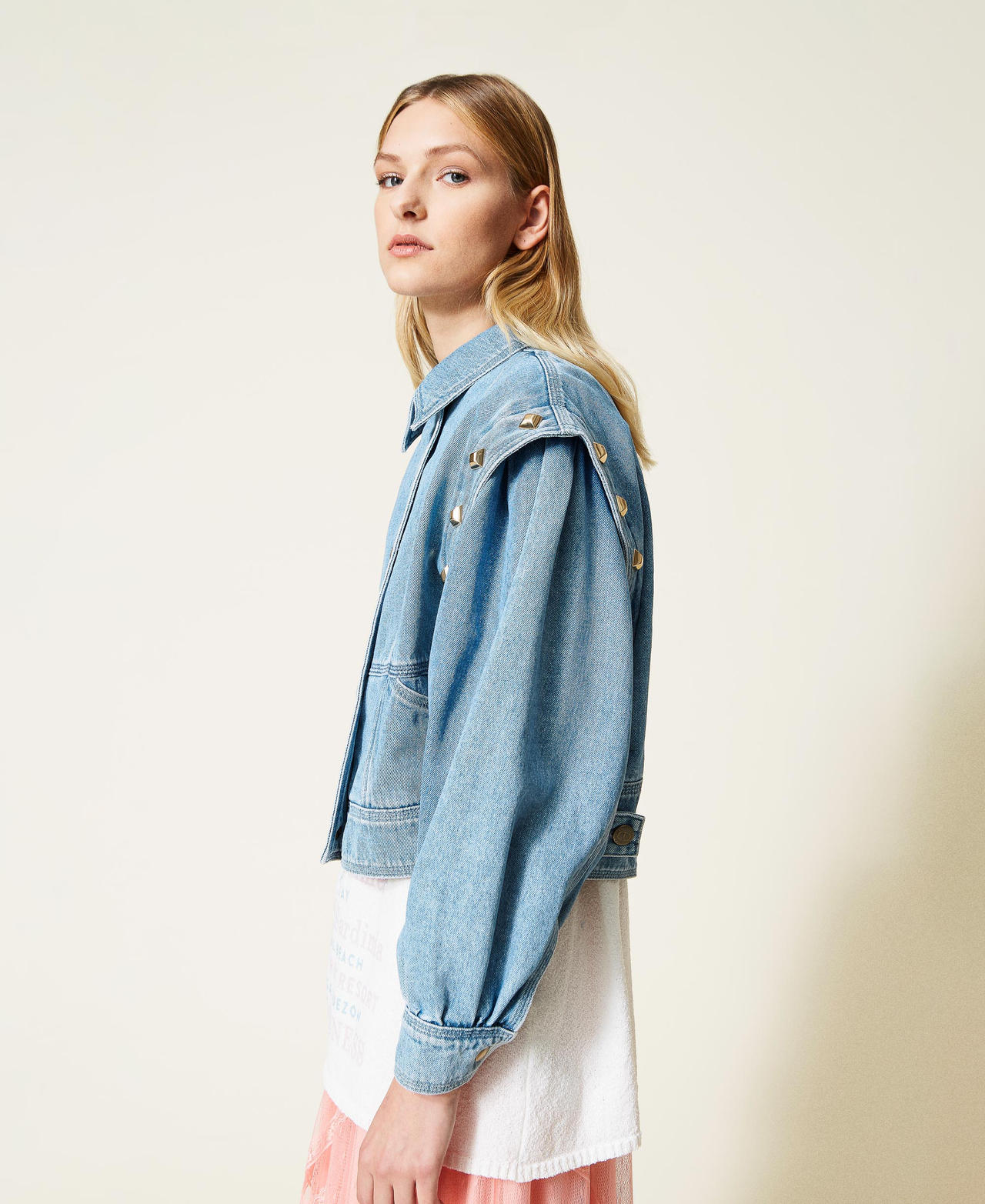 Denim jacket with studs