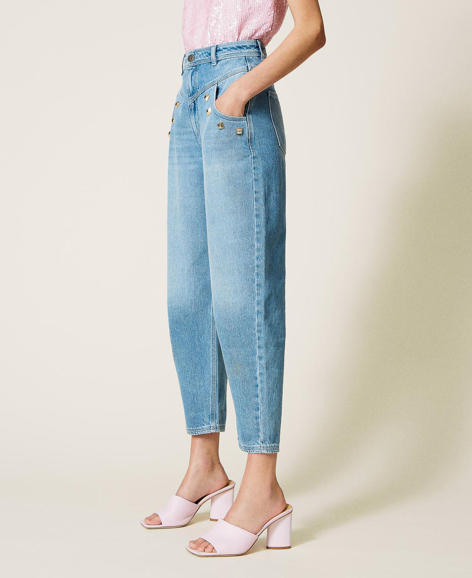 High waist jeans with studs Denim Woman 221TP2101-03