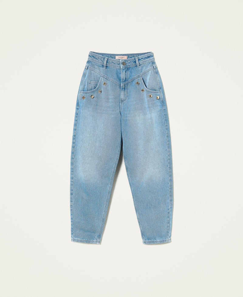 High-Waist-Jeans mit Nieten Denim Frau 221TP2101-0S