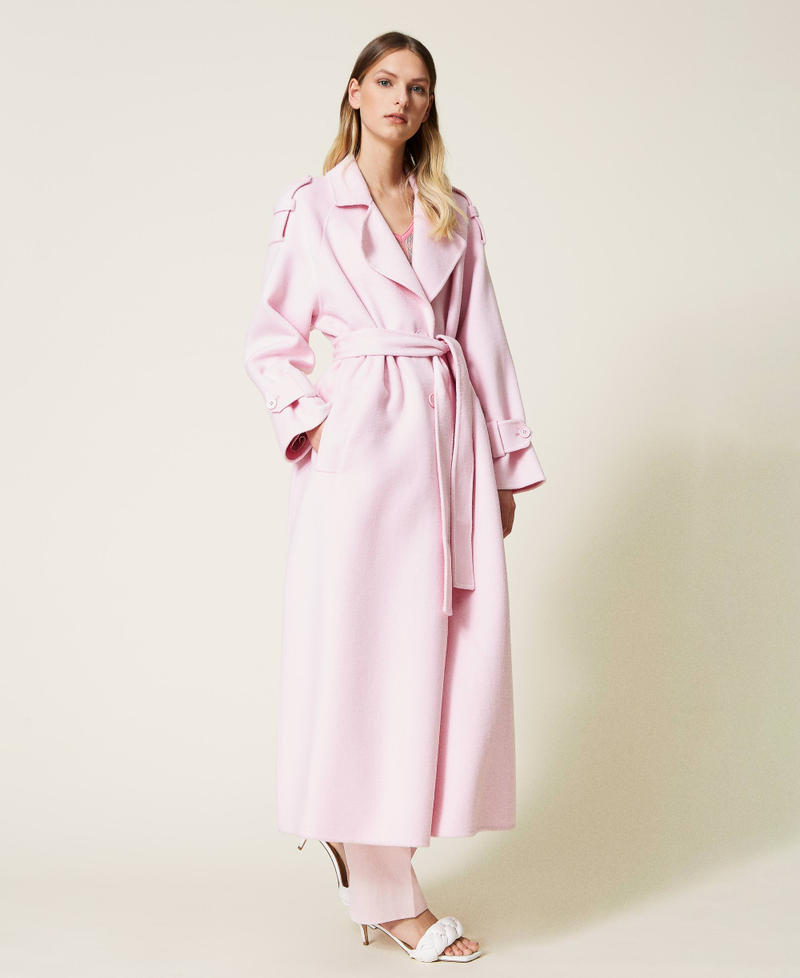 Oversize coat made from double wool blend fabric