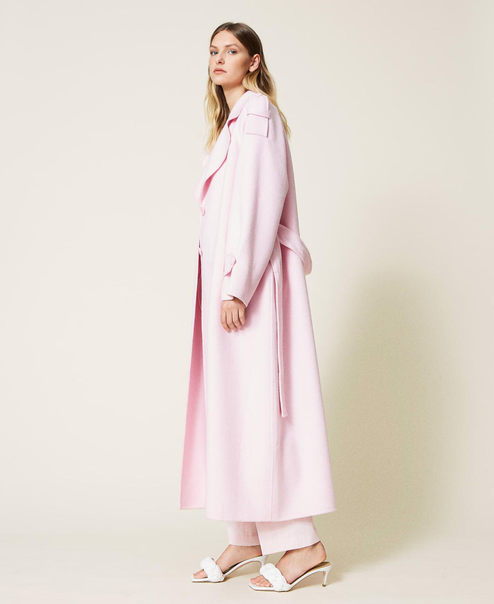 Oversize coat made from double wool blend fabric