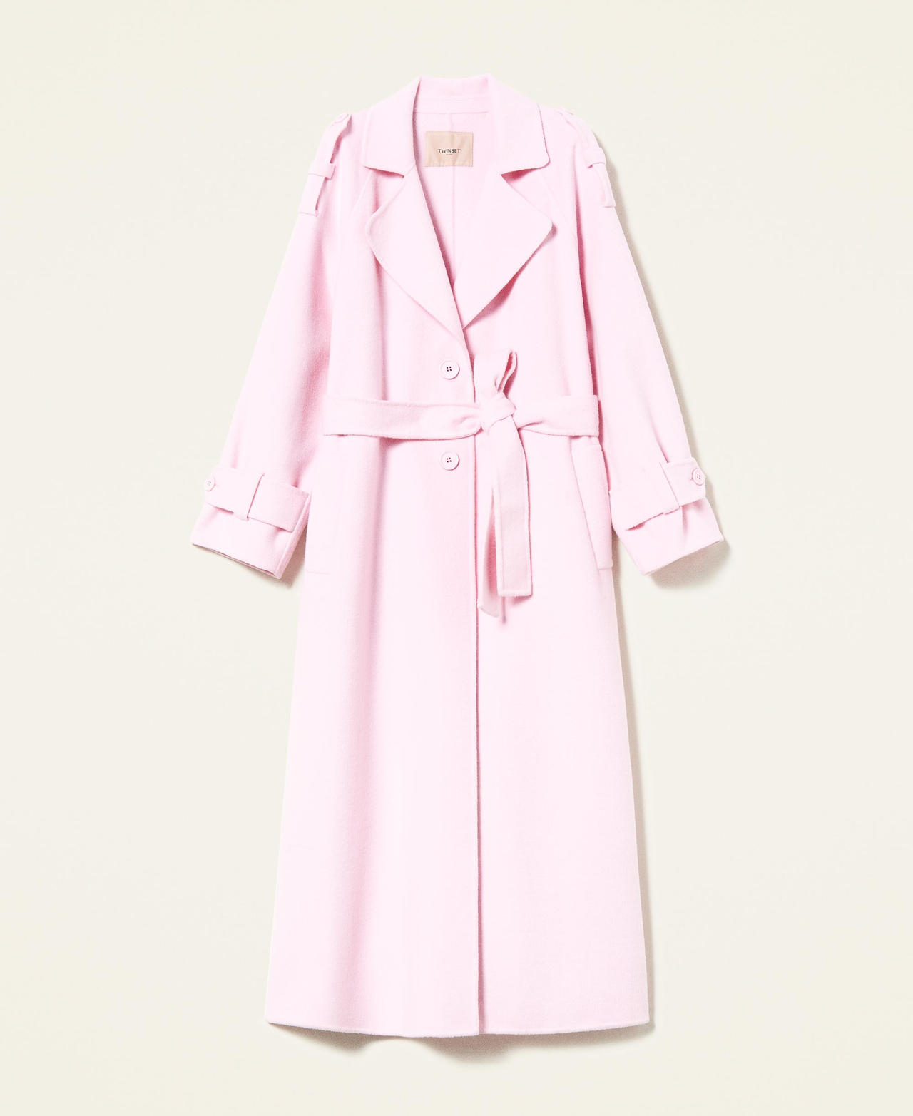 Пальто оверсайз из двухлицевой смесовой шерсти Розовый "Букет" женщина 221TP2130-0S