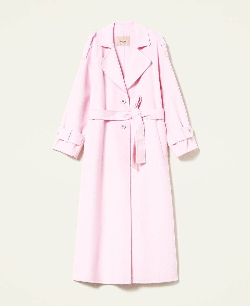 Abrigo oversize en mezcla de lana doble Rosa «Bouquet» Mujer 221TP2130-0S
