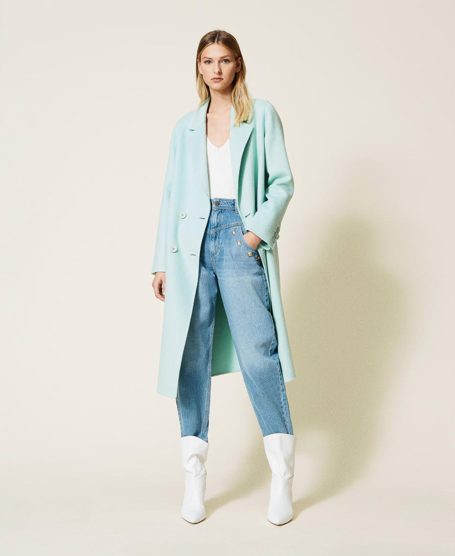 Oversize-Mantel aus Doppelgewebe aus Wollmischung