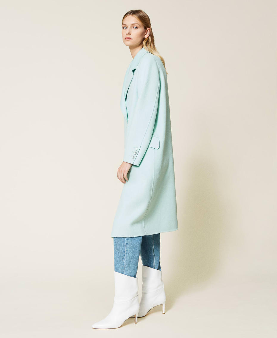 Oversize coat made from double wool blend fabric "Lichen” Green Woman 221TP2131-03