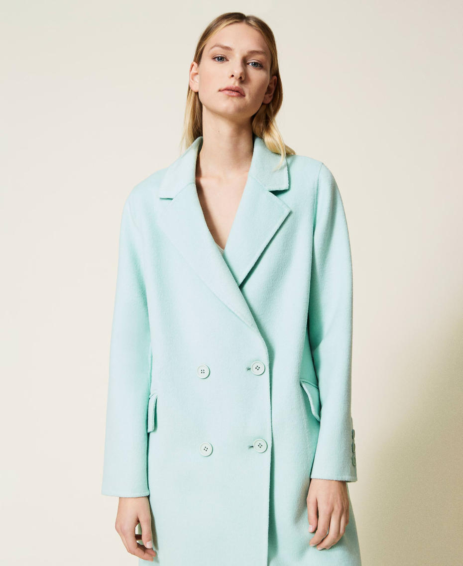 Пальто оверсайз из двухлицевой смесовой шерсти Зеленый "Лишайник" женщина 221TP2131-06
