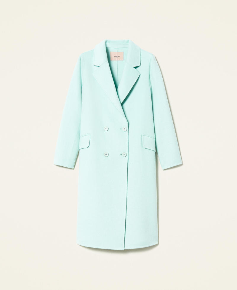 Пальто оверсайз из двухлицевой смесовой шерсти Зеленый "Лишайник" женщина 221TP2131-0S