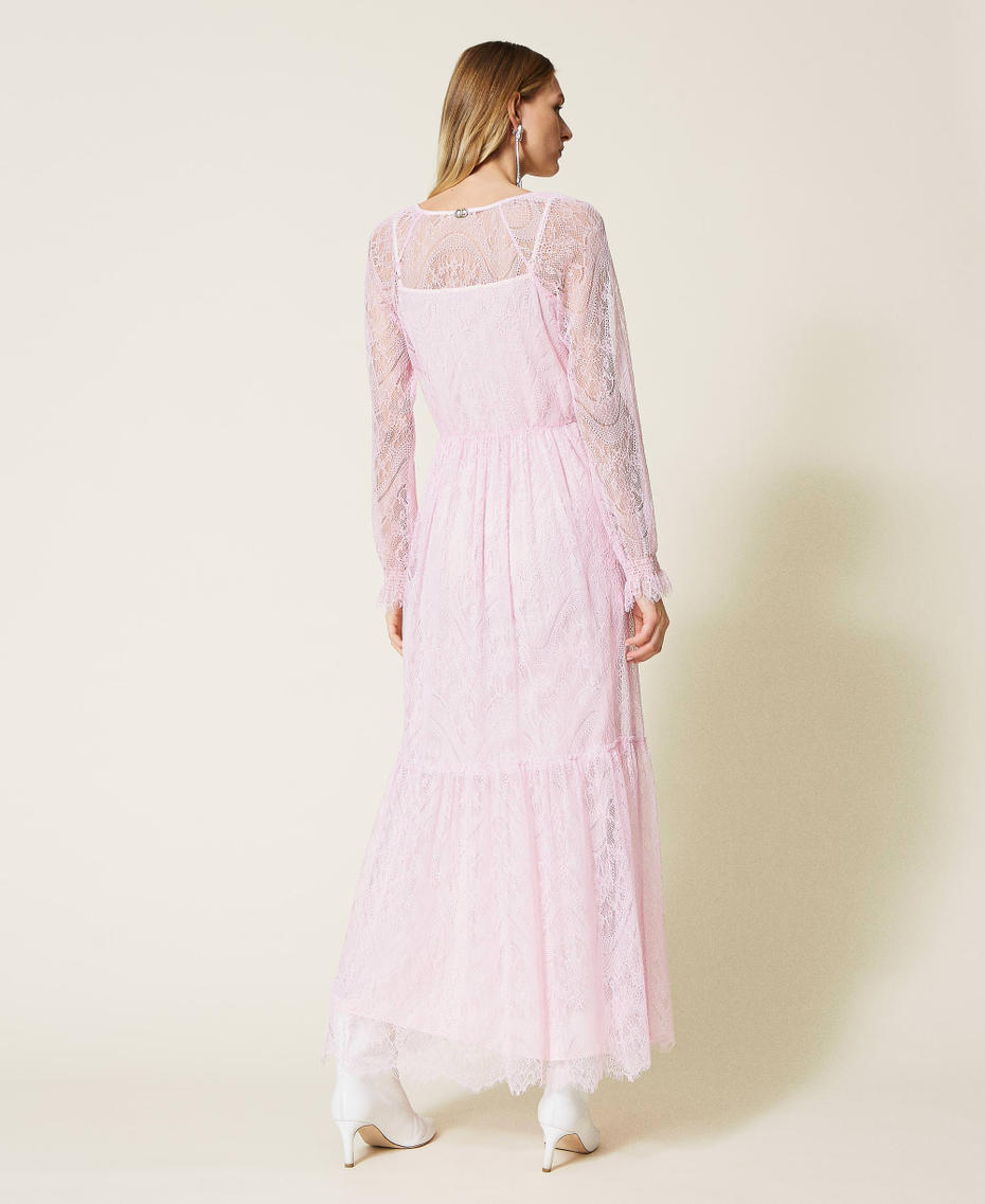 Длинное платье из валансьенского кружева Розовый "Букет" женщина 221TP2140-03