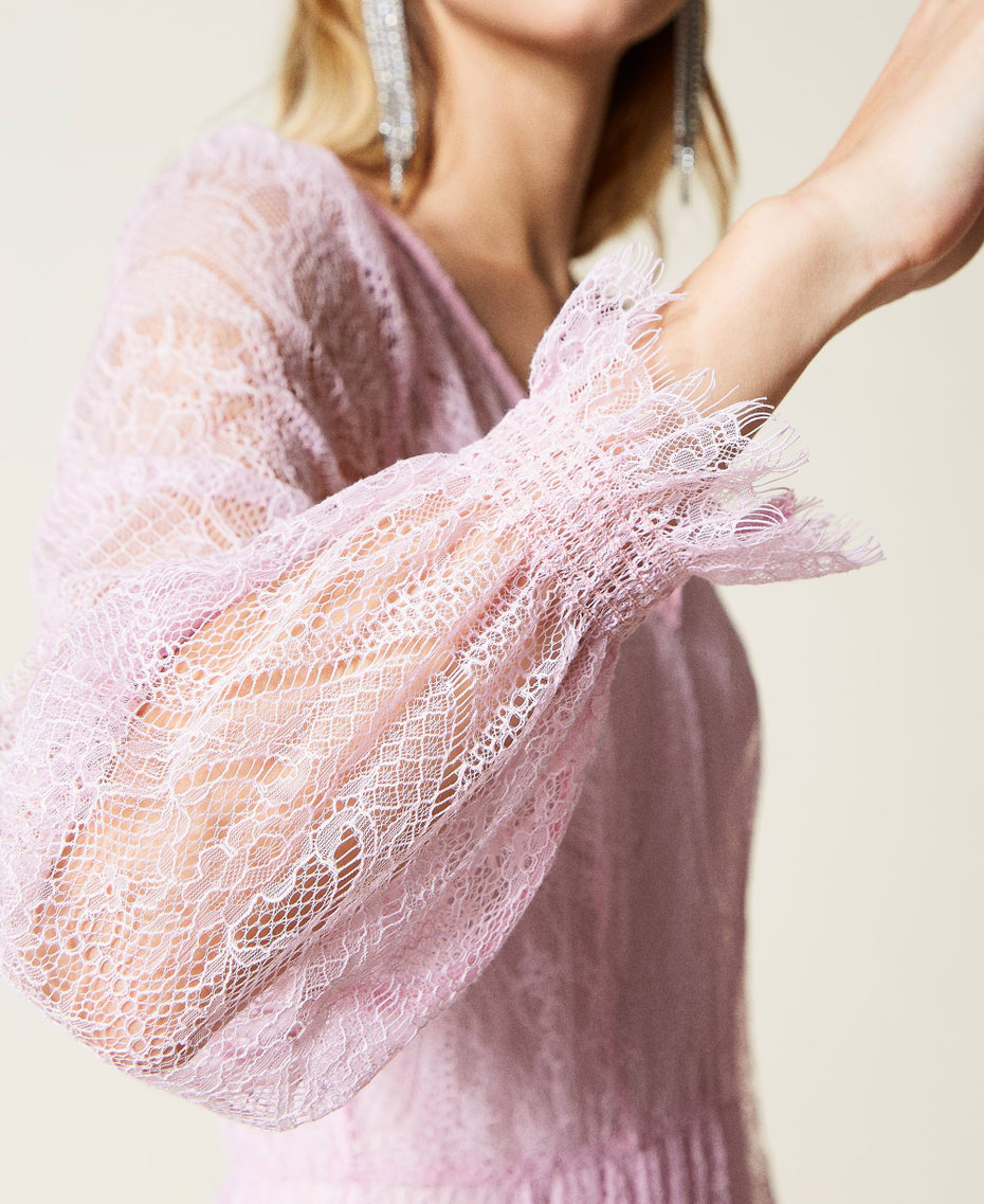 Valenciennes lace long dress "Bouquet” Pink Woman 221TP2140-05