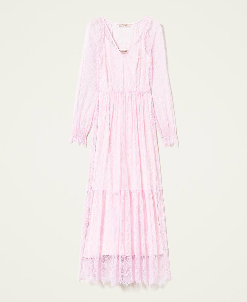 Valenciennes lace long dress "Bouquet” Pink Woman 221TP2140-0S