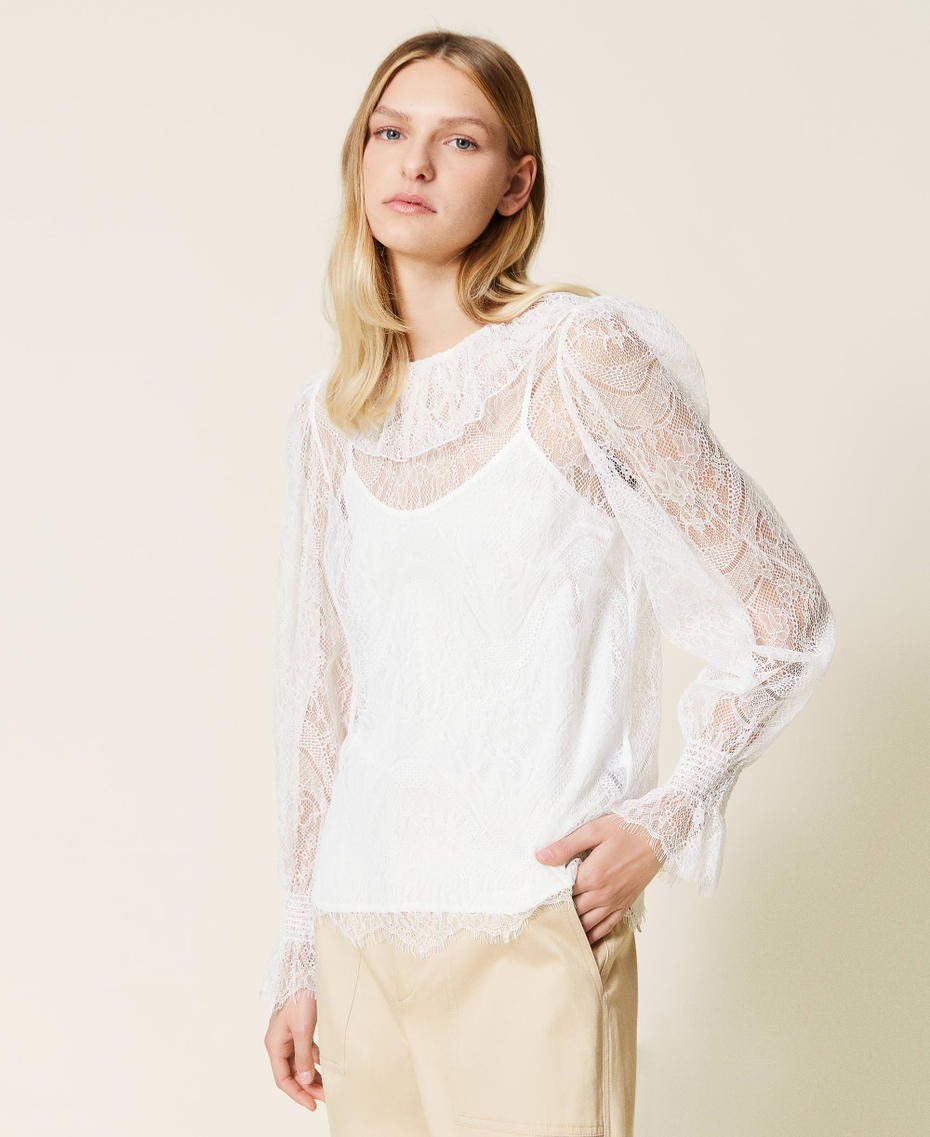 Valenciennes lace blouse White Snow Woman 221TP2141-05