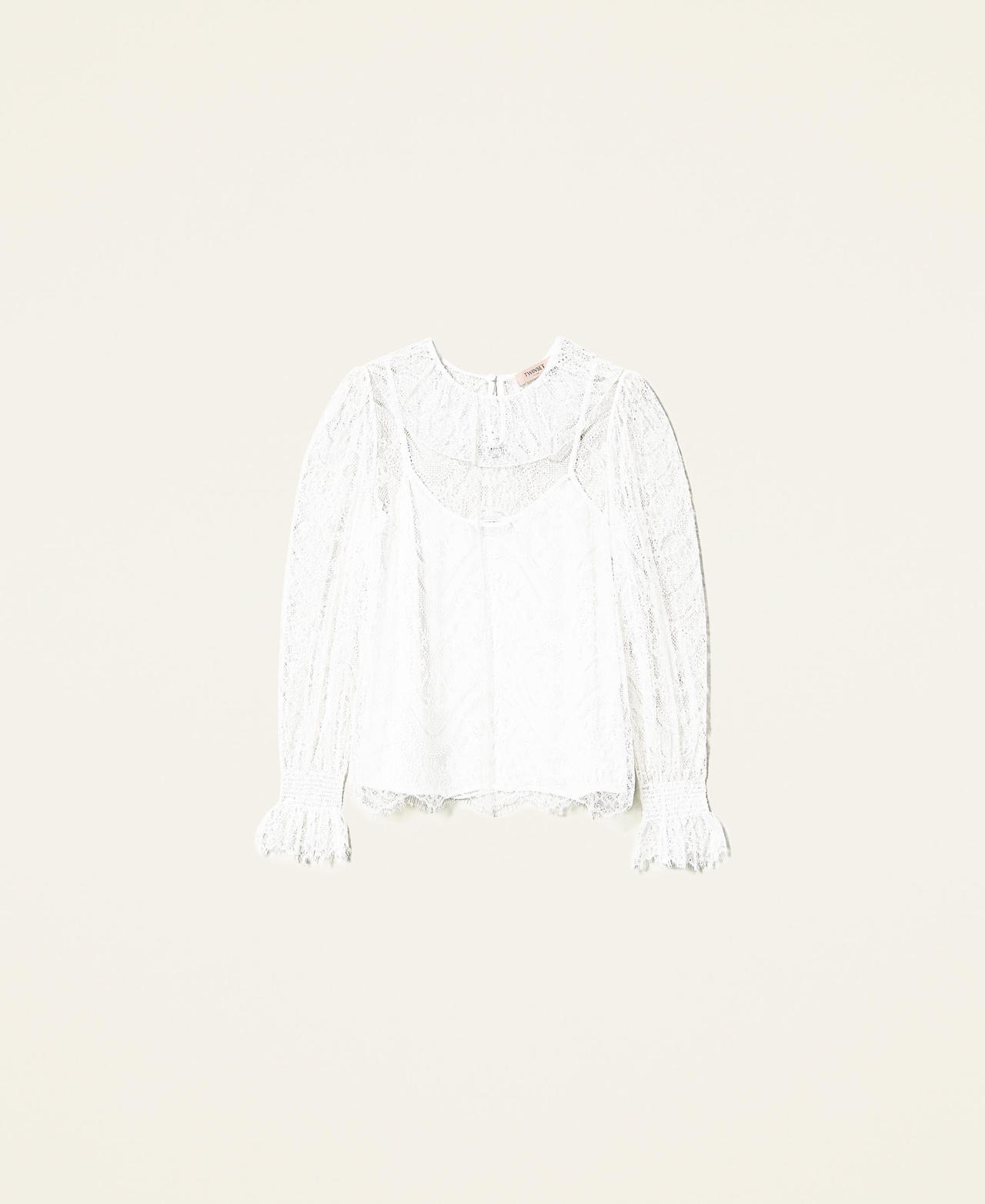 Blusa de encaje de Valenciennes White Nieve Mujer 221TP2141-0S