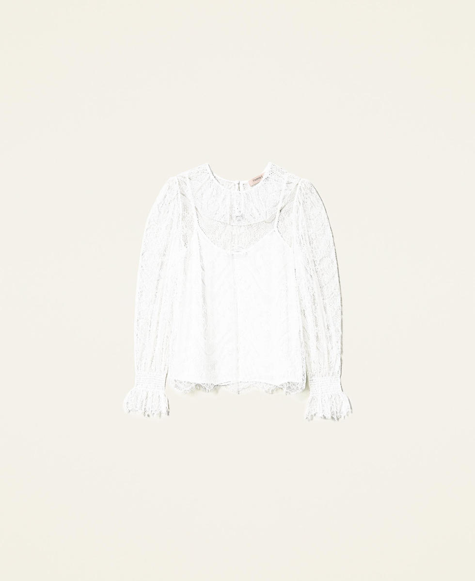Blouse en dentelle de Valenciennes Femme Blanc TWINSET Milano