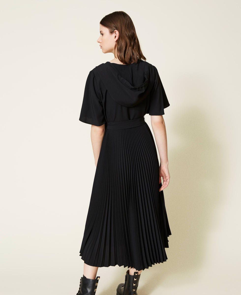 Robe en crepe de Chine avec plisse Femme Noir TWINSET Milano
