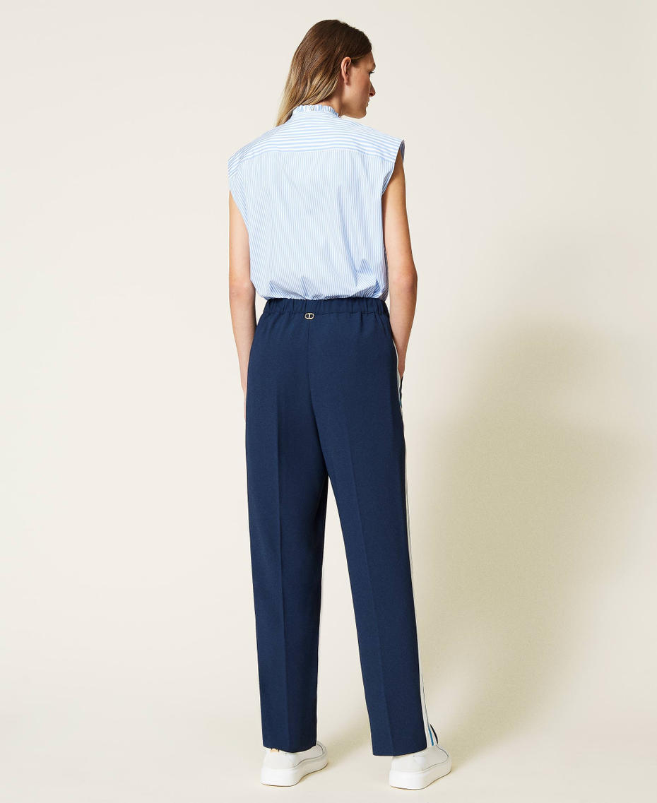 Trousers with side bands Indigo Woman 221TP215A-05