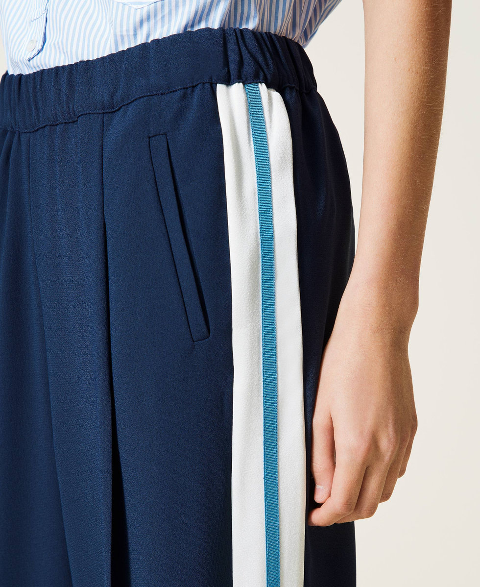 Pantalon avec bandes laterales Femme Bleu TWINSET Milano